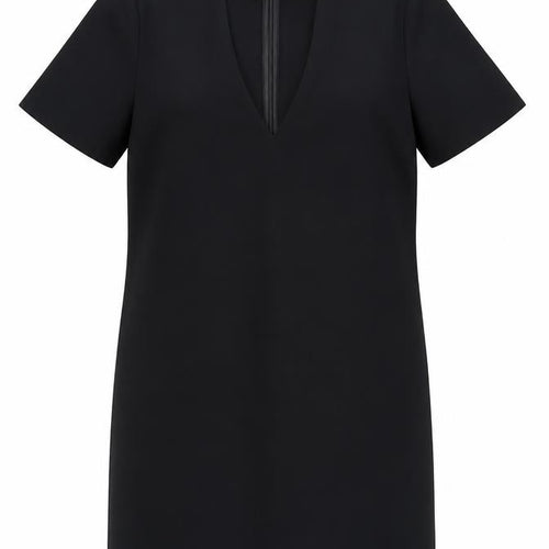 Zara Women Black Short Sleeve V-Neck Shift Dress Size 12