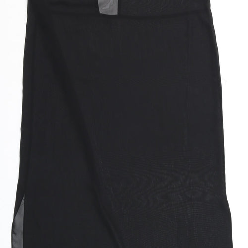 River Island Women’s Black Sheer Tunic Blouse Size 10 Short Sleeve