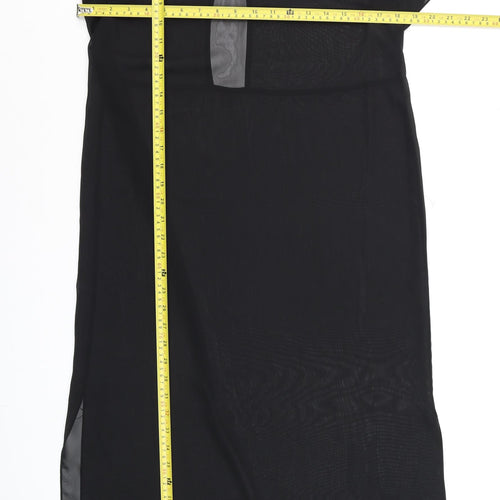 River Island Women’s Black Sheer Tunic Blouse Size 10 Short Sleeve