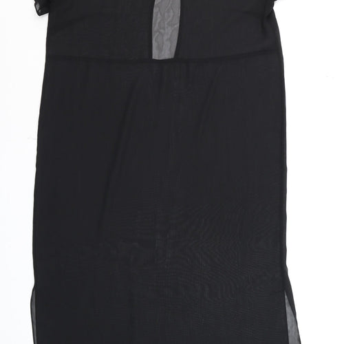 River Island Women’s Black Sheer Tunic Blouse Size 10 Short Sleeve