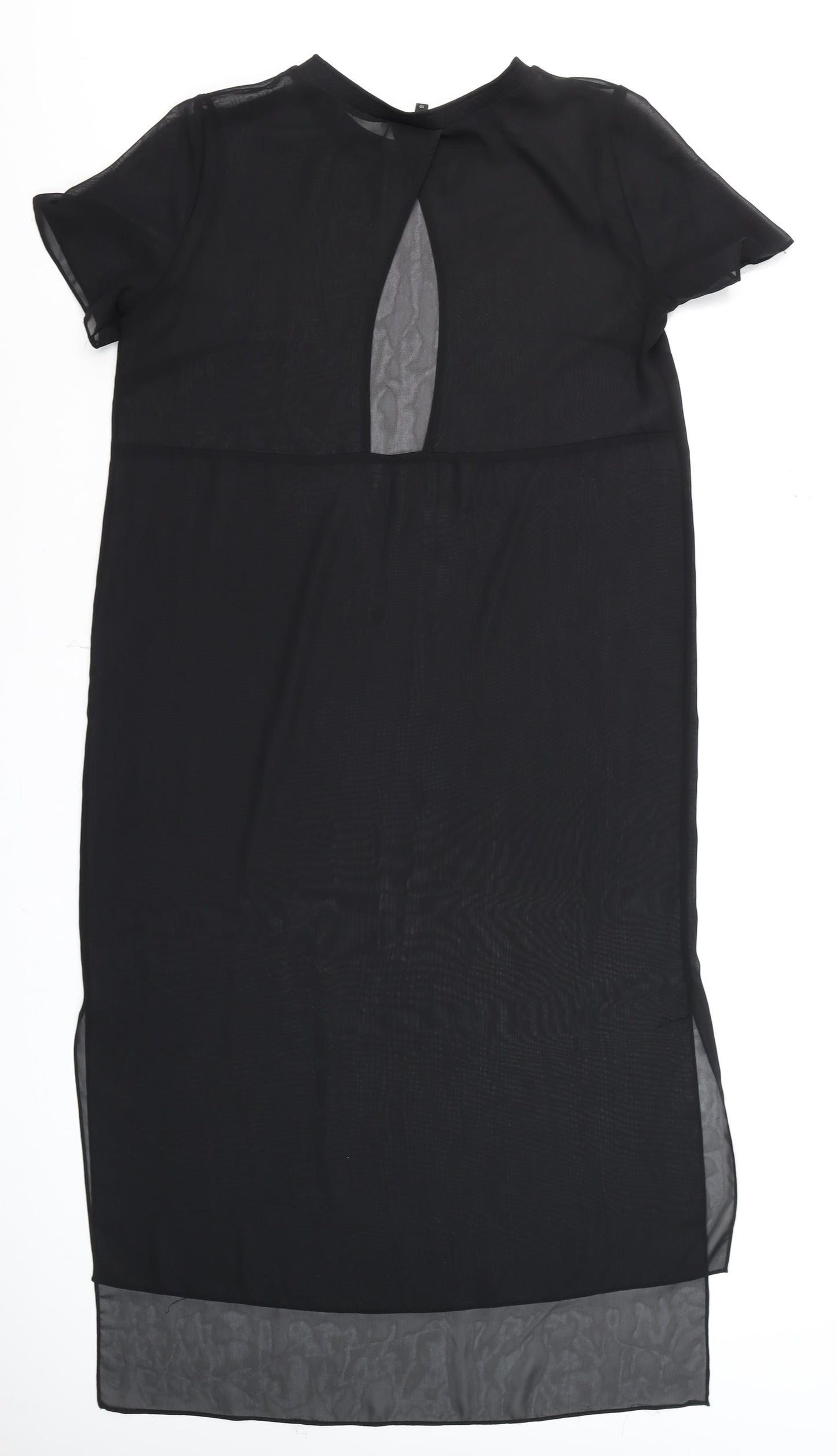 River Island Women’s Black Sheer Tunic Blouse Size 10 Short Sleeve