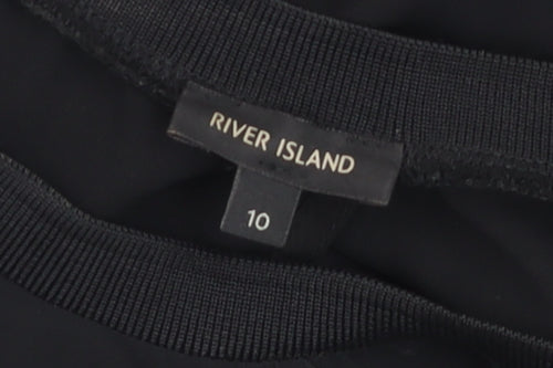 River Island Women’s Black Sheer Tunic Blouse Size 10 Short Sleeve