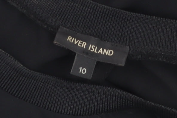 River Island Women’s Black Sheer Tunic Blouse Size 10 Short Sleeve