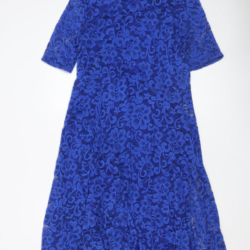 Annabelle Women's Blue Lace Bodycon Dress UK 18 Knee Length
