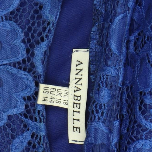 Annabelle Women's Blue Lace Bodycon Dress UK 18 Knee Length
