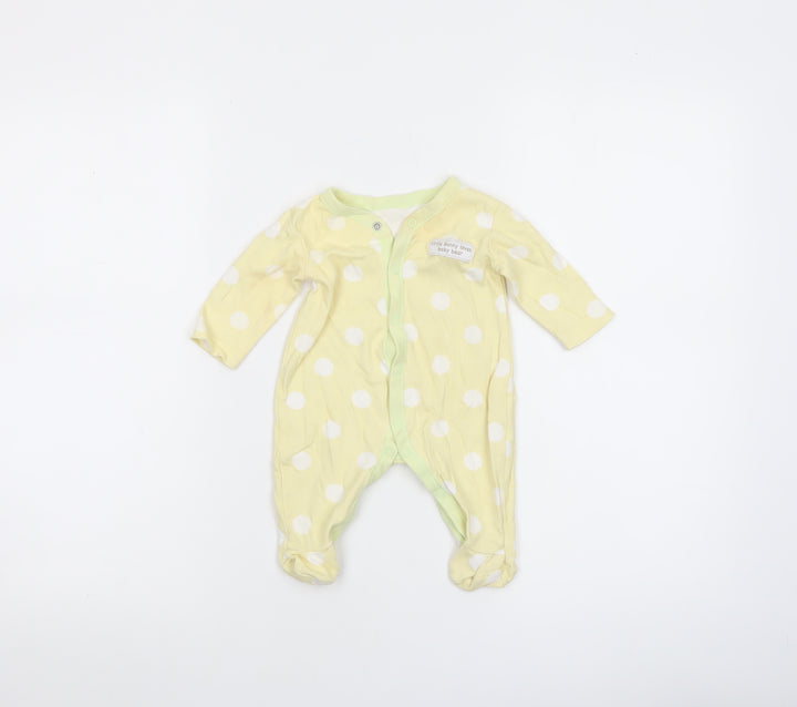 George Unisex Baby Yellow Polka Dot Cotton Babygrow 0-3 Months