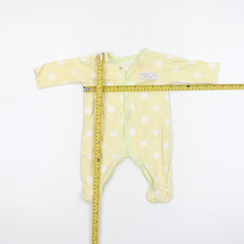 George Unisex Baby Yellow Polka Dot Cotton Babygrow 0-3 Months