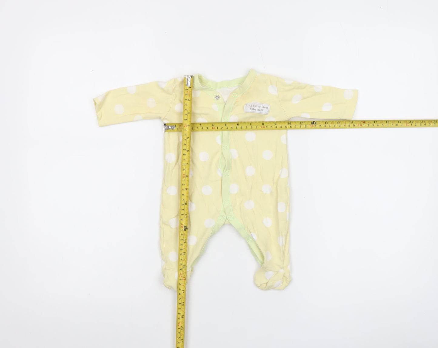 George Unisex Baby Yellow Polka Dot Cotton Babygrow 0-3 Months