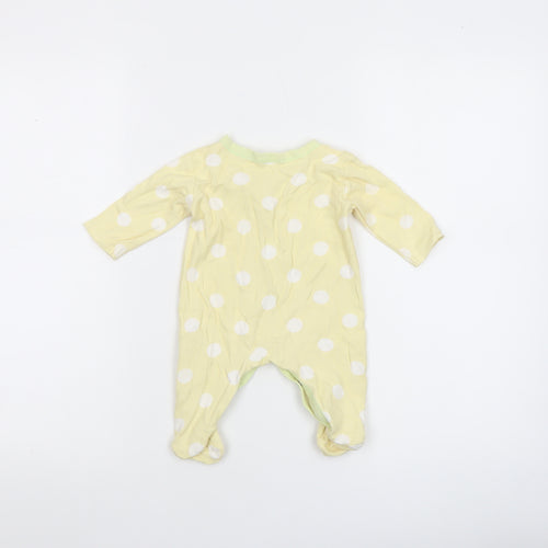 George Unisex Baby Yellow Polka Dot Cotton Babygrow 0-3 Months