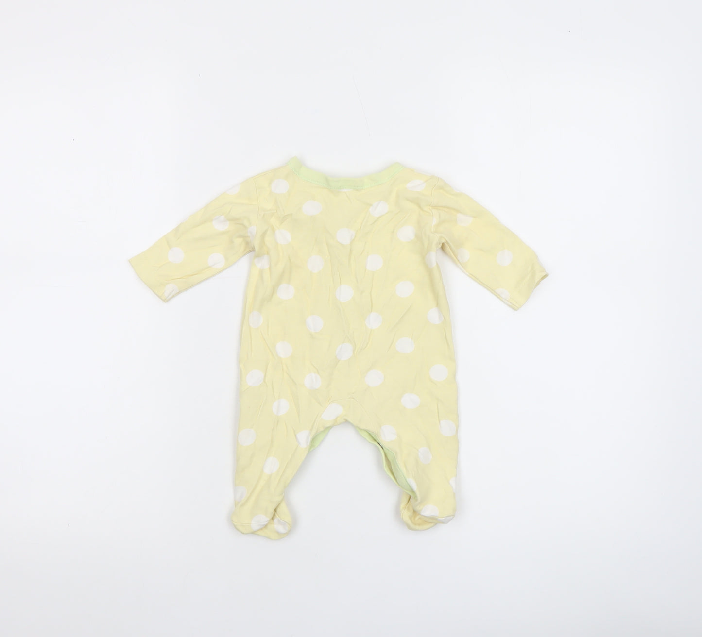 George Unisex Baby Yellow Polka Dot Cotton Babygrow 0-3 Months