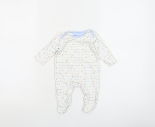 George Unisex Baby Multicoloured 0-3 Months Cotton Animal Print Babygrow