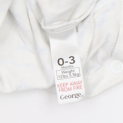 George Unisex Baby Multicoloured 0-3 Months Cotton Animal Print Babygrow