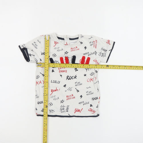 LuluCastagnette Unisex Baby White Rock Print Cotton T-Shirt 24 Months