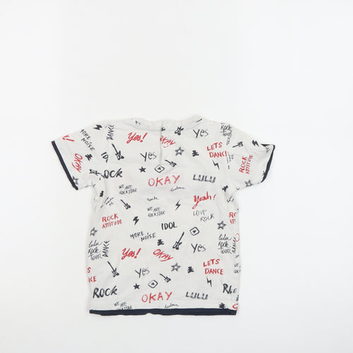 LuluCastagnette Unisex Baby White Rock Print Cotton T-Shirt 24 Months