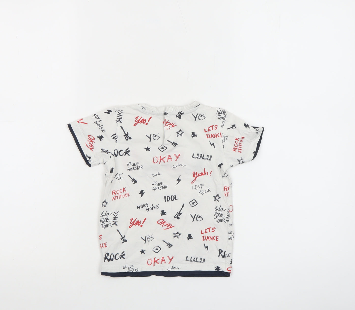 LuluCastagnette Unisex Baby White Rock Print Cotton T-Shirt 24 Months