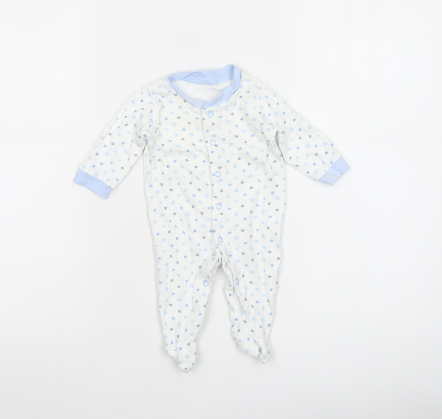 George Unisex Baby White Star Print Babygrow 0-3 Months Long Sleeve