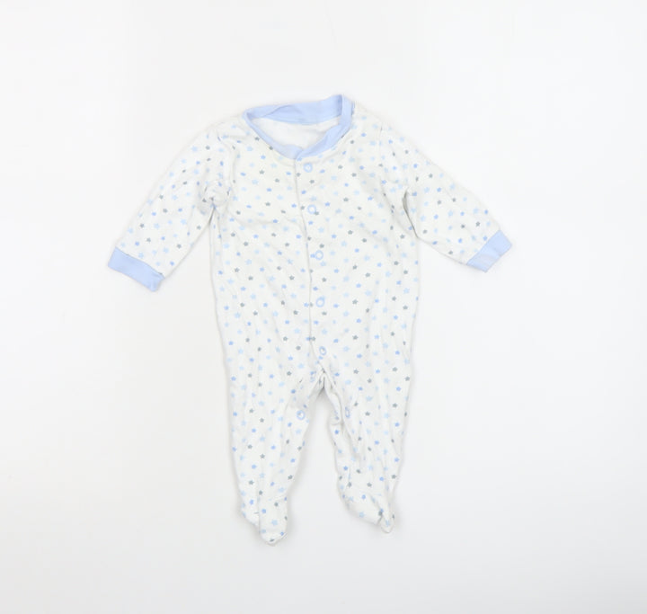 George Unisex Baby White Star Print Babygrow 0-3 Months Long Sleeve