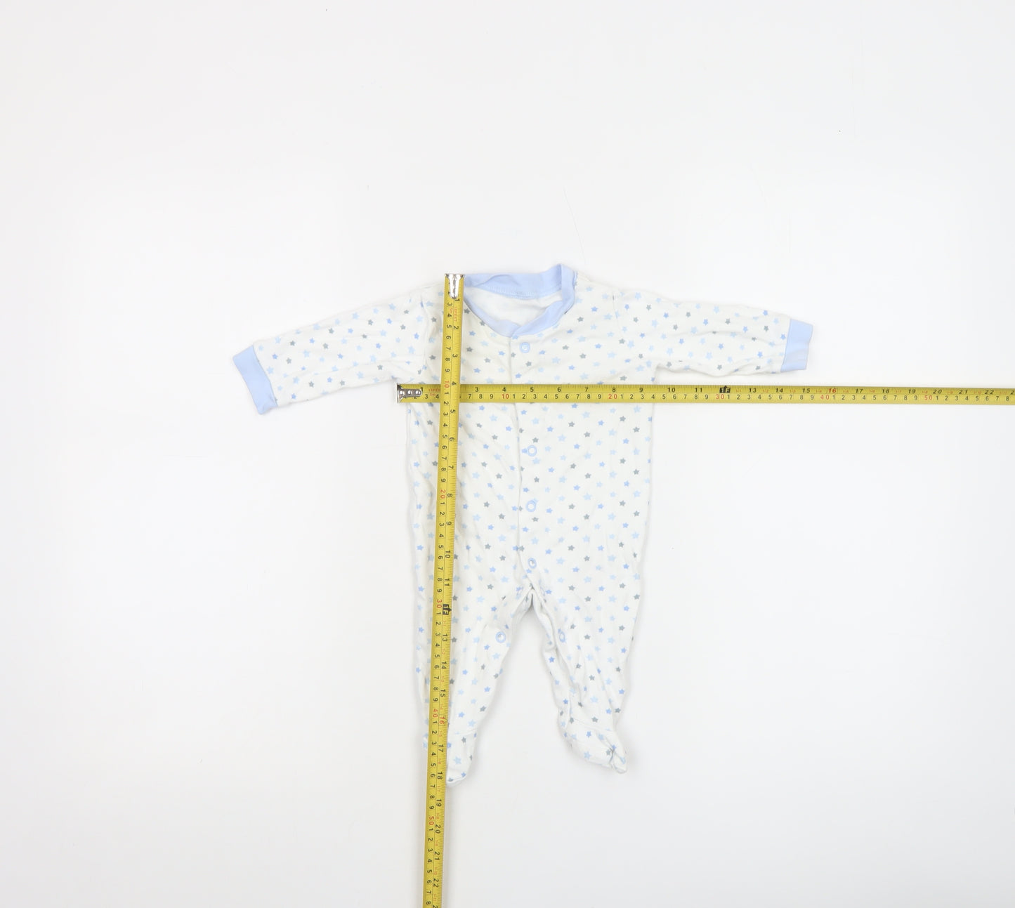 George Unisex Baby White Star Print Babygrow 0-3 Months Long Sleeve