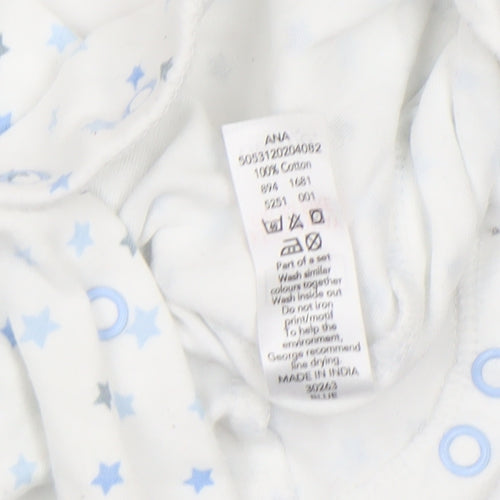 George Unisex Baby White Star Print Babygrow 0-3 Months Long Sleeve