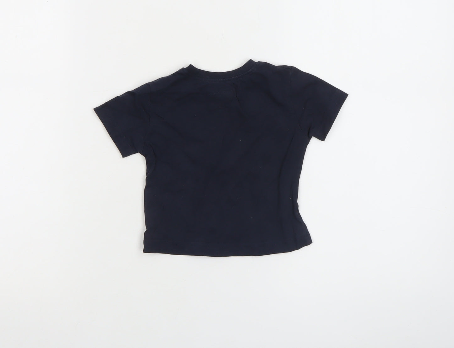 Little Lads Boys Black Space Cat Graphic Short Sleeve Cotton T-Shirt 18-24M