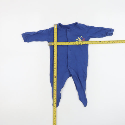 Dunnes Blue Animal Car Embroidered Babygrow 0-3 Months Unisex Cotton