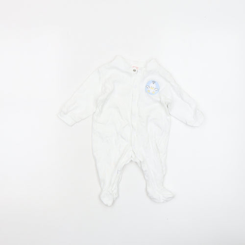 Bee Bo Unisex Baby White 0-3 Months Cotton Babygrow with Embroidered Animal Design