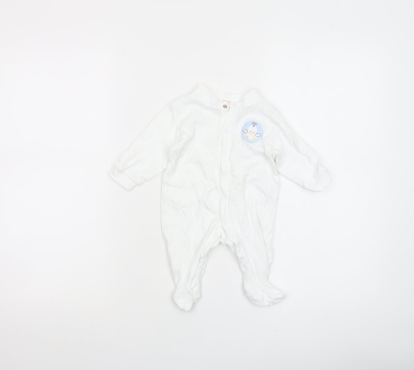 Bee Bo Unisex Baby White 0-3 Months Cotton Babygrow with Embroidered Animal Design