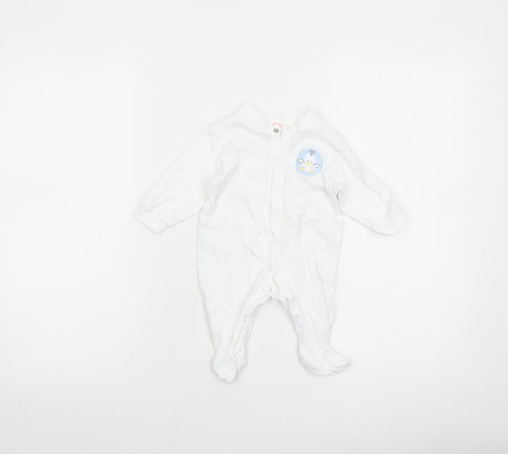 Bee Bo Unisex Baby White 0-3 Months Cotton Babygrow with Embroidered Animal Design