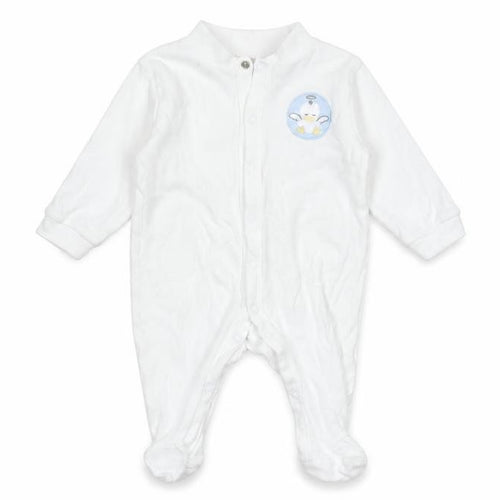 Bee Bo Unisex Baby White 0-3 Months Cotton Babygrow with Embroidered Animal Design