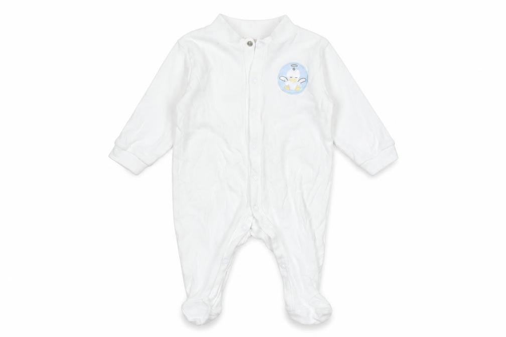 Bee Bo Unisex Baby White 0-3 Months Cotton Babygrow with Embroidered Animal Design