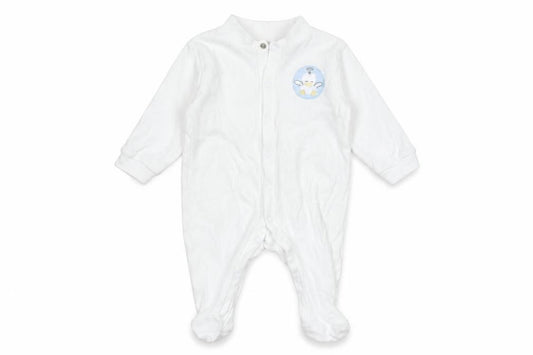 Bee Bo Unisex Baby White 0-3 Months Cotton Babygrow with Embroidered Animal Design