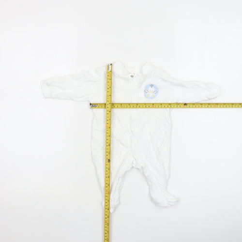 Bee Bo Unisex Baby White 0-3 Months Cotton Babygrow with Embroidered Animal Design