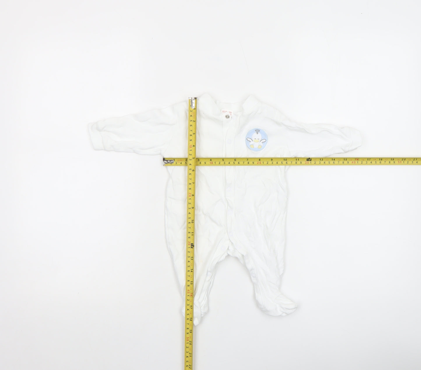 Bee Bo Unisex Baby White 0-3 Months Cotton Babygrow with Embroidered Animal Design