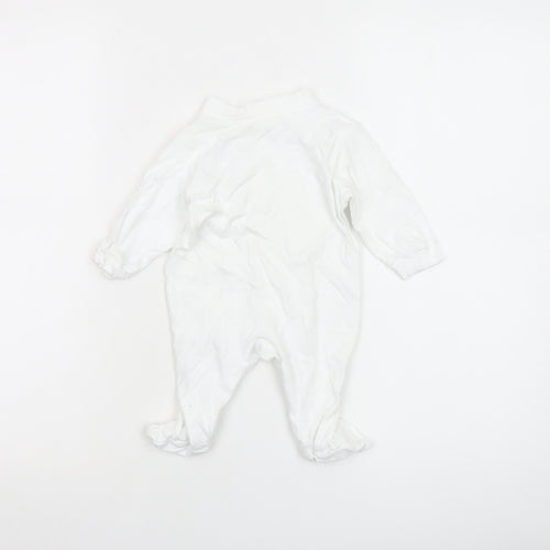 Bee Bo Unisex Baby White 0-3 Months Cotton Babygrow with Embroidered Animal Design