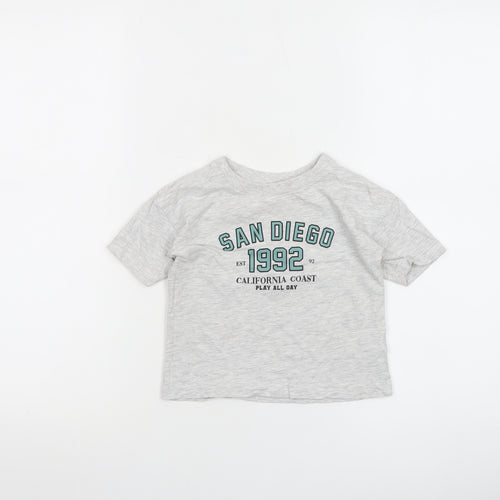 Dunnes Stores Grey San Diego Graphic T-Shirt 12-18 Months Unisex Cotton