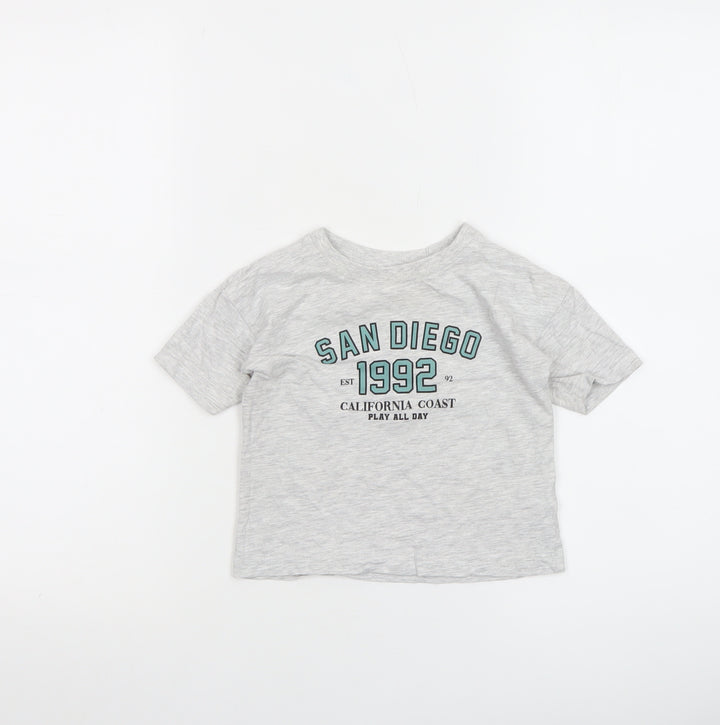 Dunnes Stores Grey San Diego Graphic T-Shirt 12-18 Months Unisex Cotton