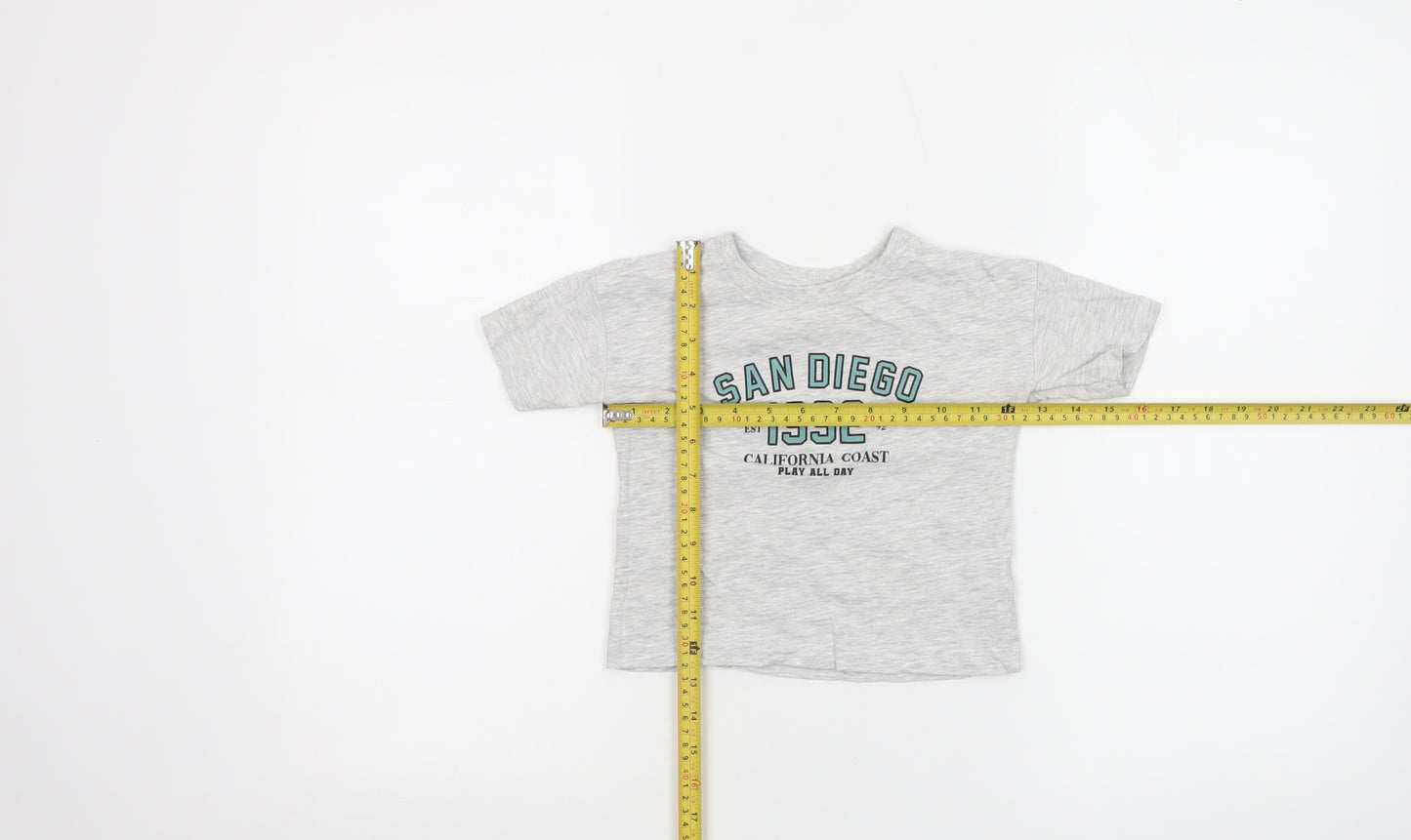 Dunnes Stores Grey San Diego Graphic T-Shirt 12-18 Months Unisex Cotton