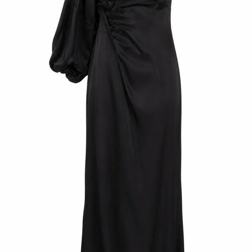 Miss Ord Women's Black XS One Shoulder Long Satin Mermaid Dress