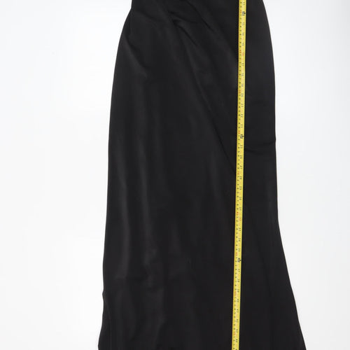 Miss Ord Women's Black XS One Shoulder Long Satin Mermaid Dress