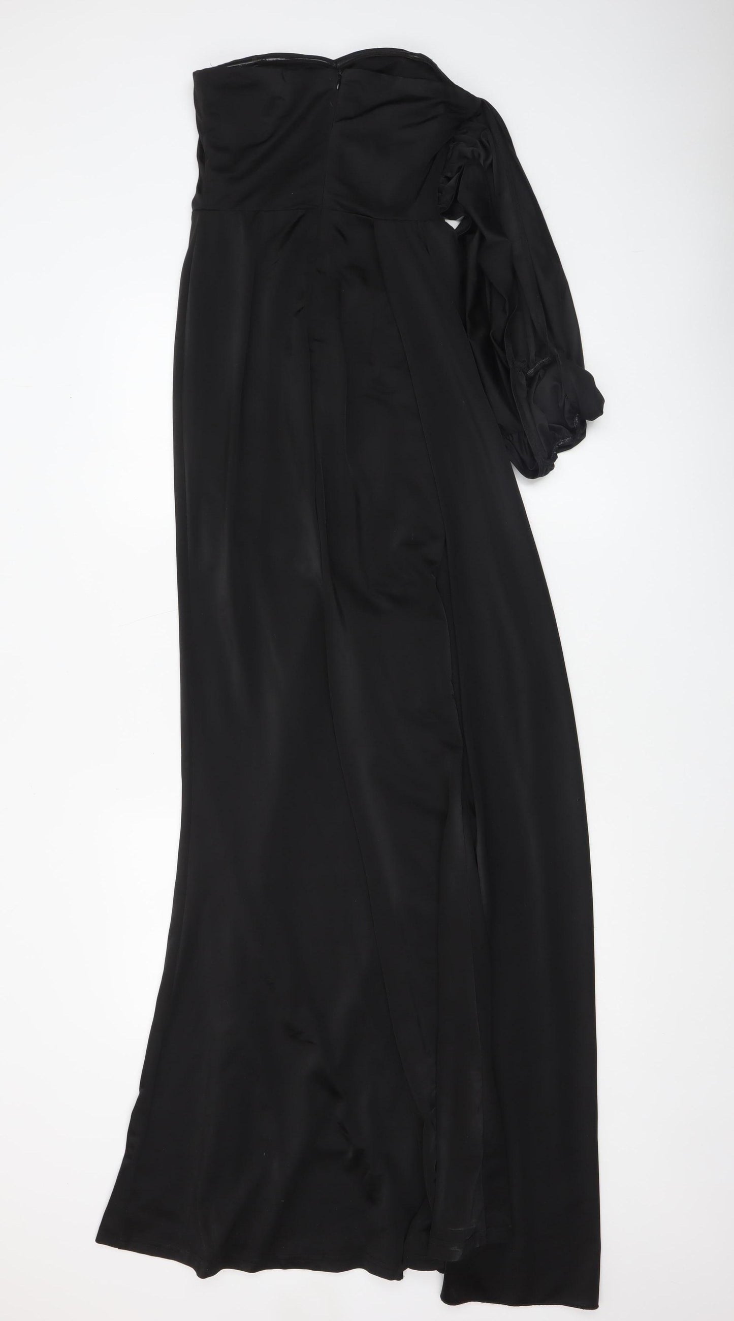 Miss Ord Women's Black XS One Shoulder Long Satin Mermaid Dress