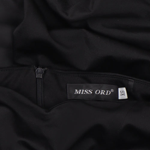 Miss Ord Women's Black XS One Shoulder Long Satin Mermaid Dress