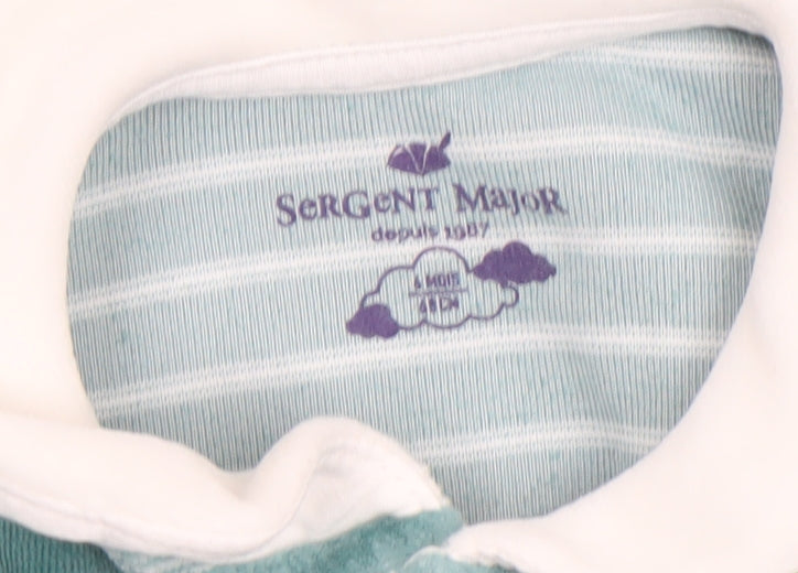 Sergent Major Green Striped Bunny Babygrow Unisex 4M Velour Long Sleeve