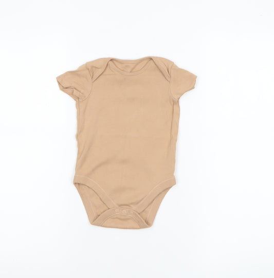 F&F Beige Unisex Baby Bodysuit 18-24 Months Cotton Short Sleeve Babygrow