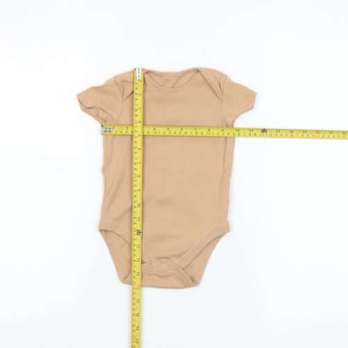 F&F Beige Unisex Baby Bodysuit 18-24 Months Cotton Short Sleeve Babygrow