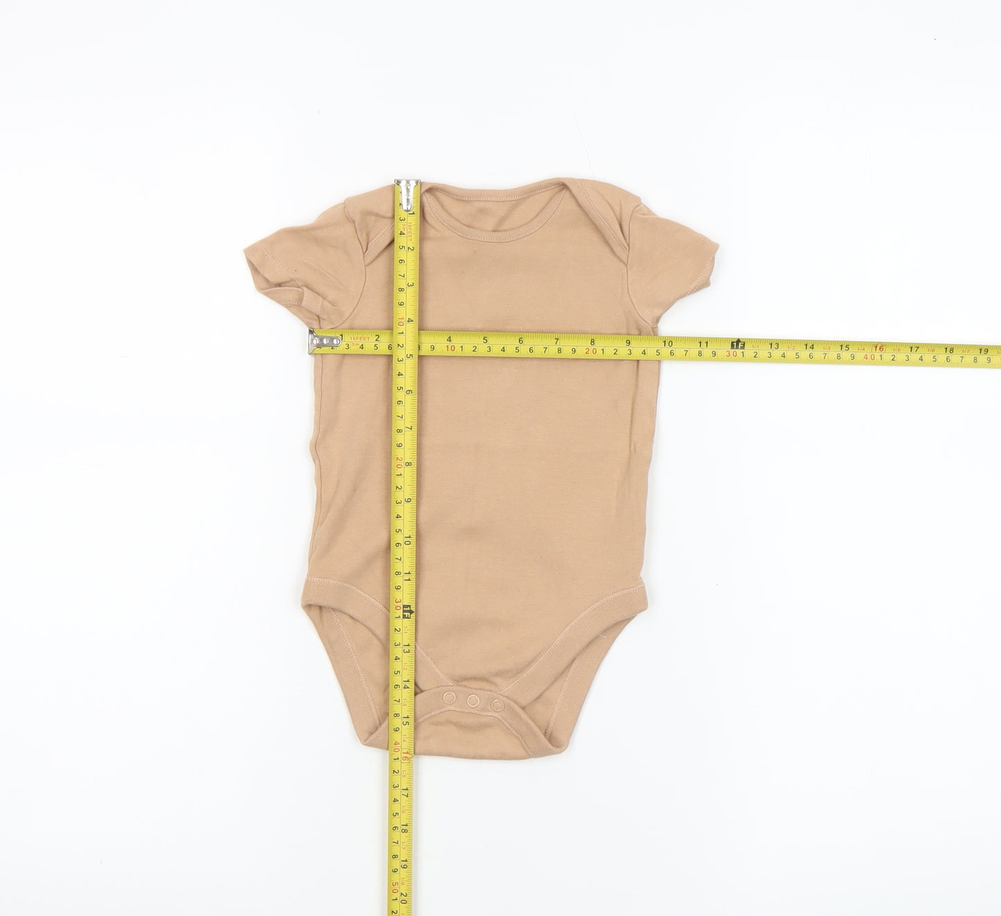 F&F Beige Unisex Baby Bodysuit 18-24 Months Cotton Short Sleeve Babygrow