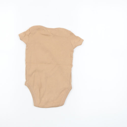 F&F Beige Unisex Baby Bodysuit 18-24 Months Cotton Short Sleeve Babygrow