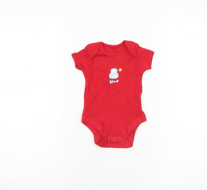 George Red Cotton Baby Bodysuit 0-3 Months Car Print Babygrow