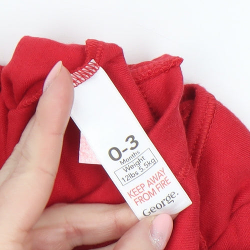 George Red Cotton Baby Bodysuit 0-3 Months Car Print Babygrow
