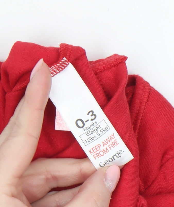 George Red Cotton Baby Bodysuit 0-3 Months Car Print Babygrow