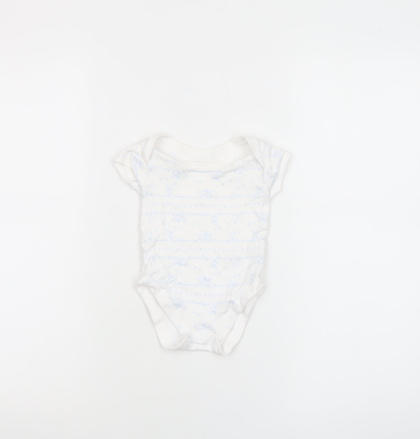 George Unisex Baby White Animal Print 0-3 Months Cotton Babygrow